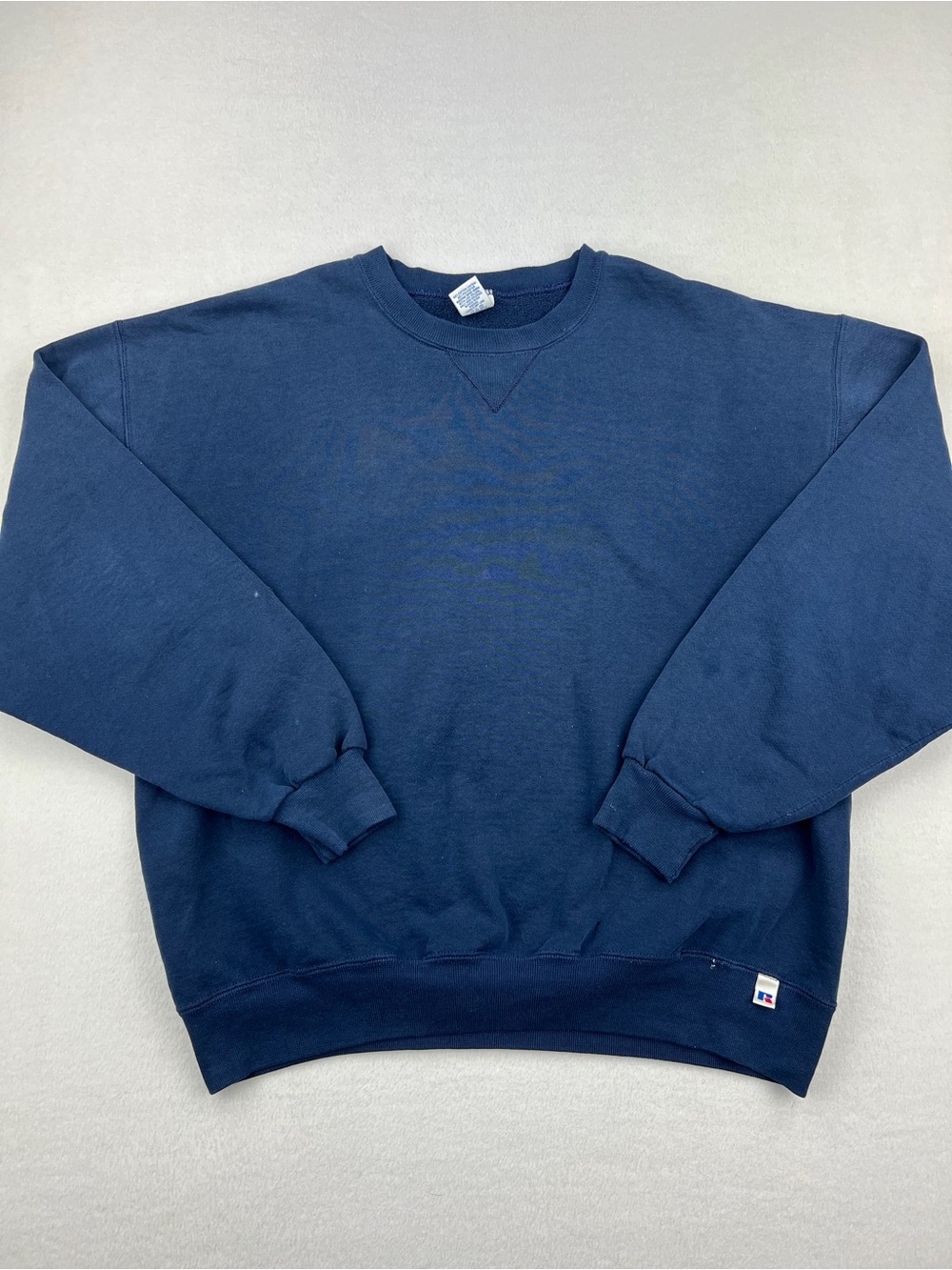 Vintage 90s Russell Athletic Mens Navy Blue Crewneck Lightly Distressed Mens XL